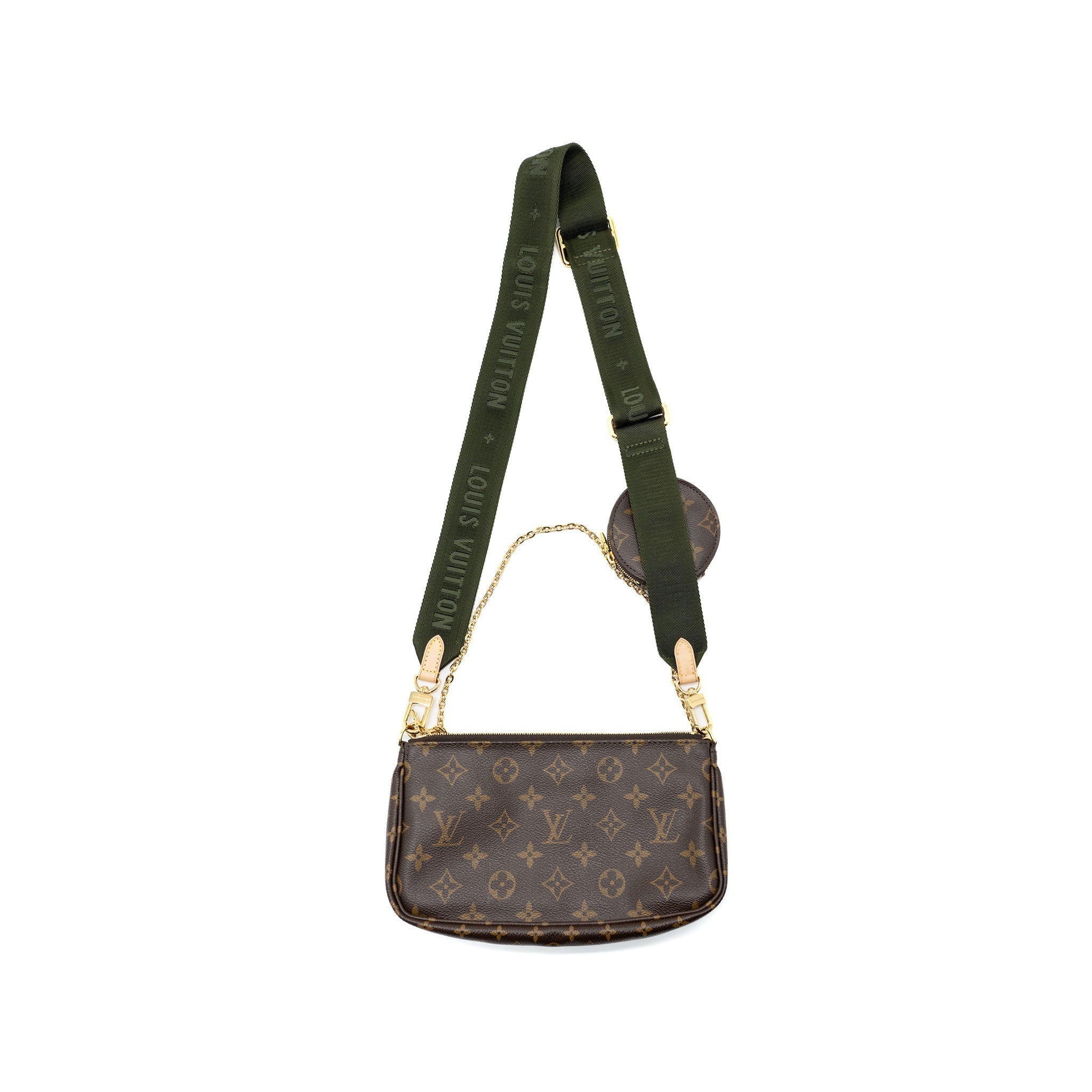 LOUIS VUITTON MULTI POCHETTE MONOGRAM CANVAS KHAKI STRAP GHW