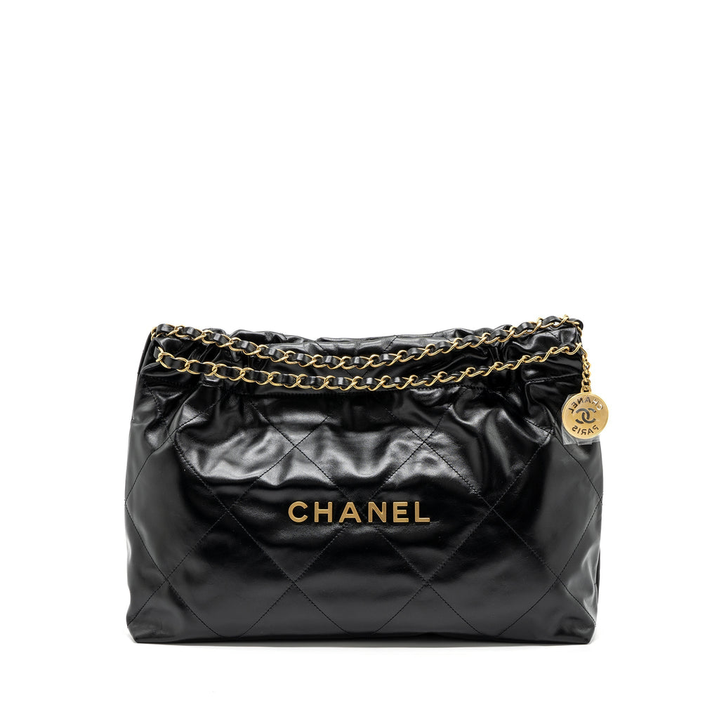 CHANEL 24C 22 BAG CALFSKIN BLACK GHW (MICROCHIP)
