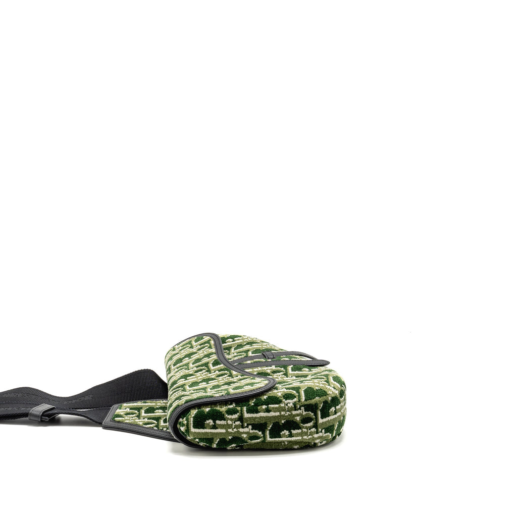 DIOR MEN’S SADDLE BAG FABRIC DIOR OBLIQUE GREEN SHW
