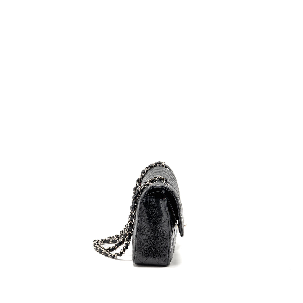 CHANEL MEDIUM CLASSIC DOUBLE FLAP BAG CAVIAR BLACK SHW