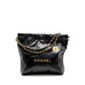 CHANEL SMALL 22 BAG SHINY CALFSKIN BLACK GHW(MICROCHIP)