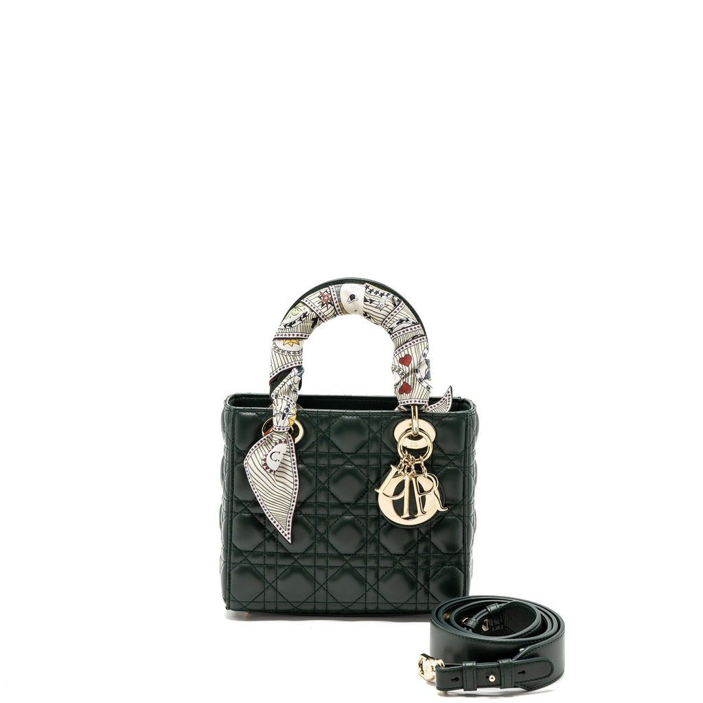 DIOR SMALL LADY DIOR MY ABC DIOR BAG LAMBSKIN DARK GREEN LGHW