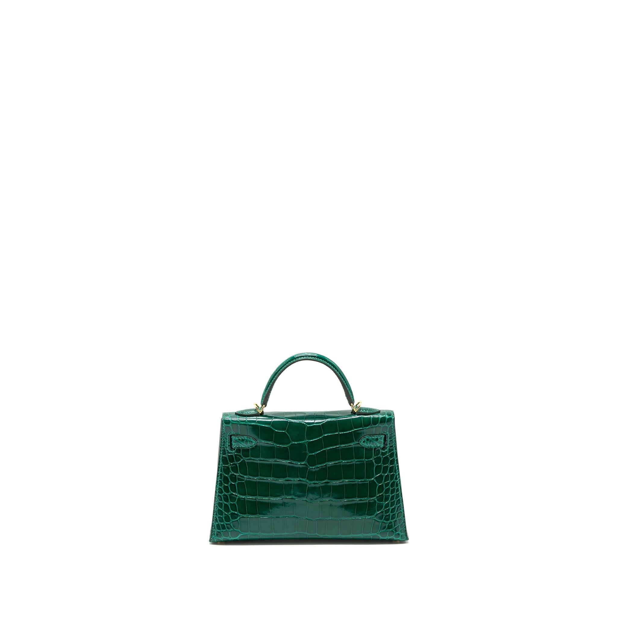 HERMES MINI KELLY II ALLIGATOR MISSISSIPPIENSIS LISSE 6Q VERT EMERAUDE GHW