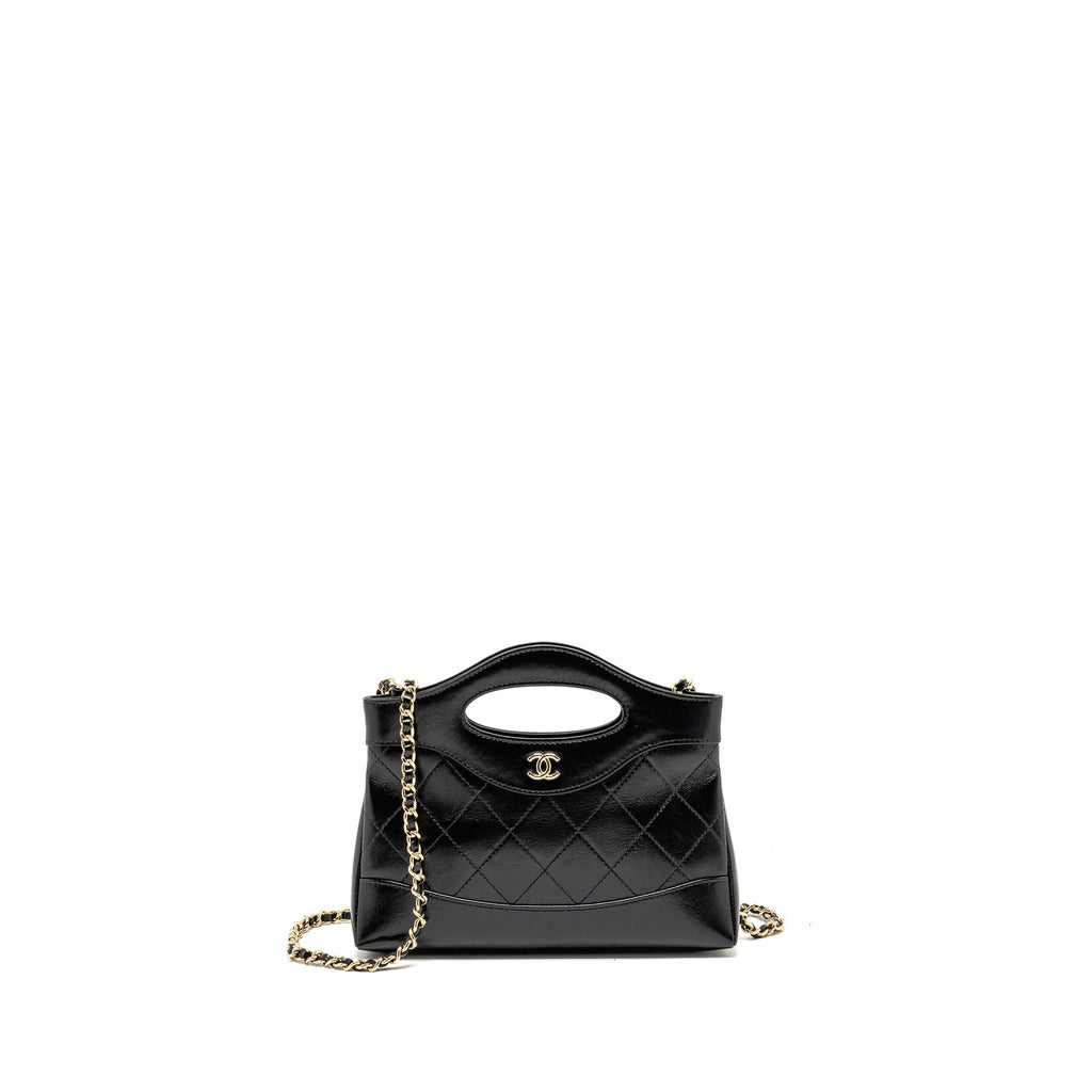 CHANEL 24C MINI 31 CLUTCH WITH CHAIN SHINY CALFSKIN BLACK LGHW (MICROCHIP)