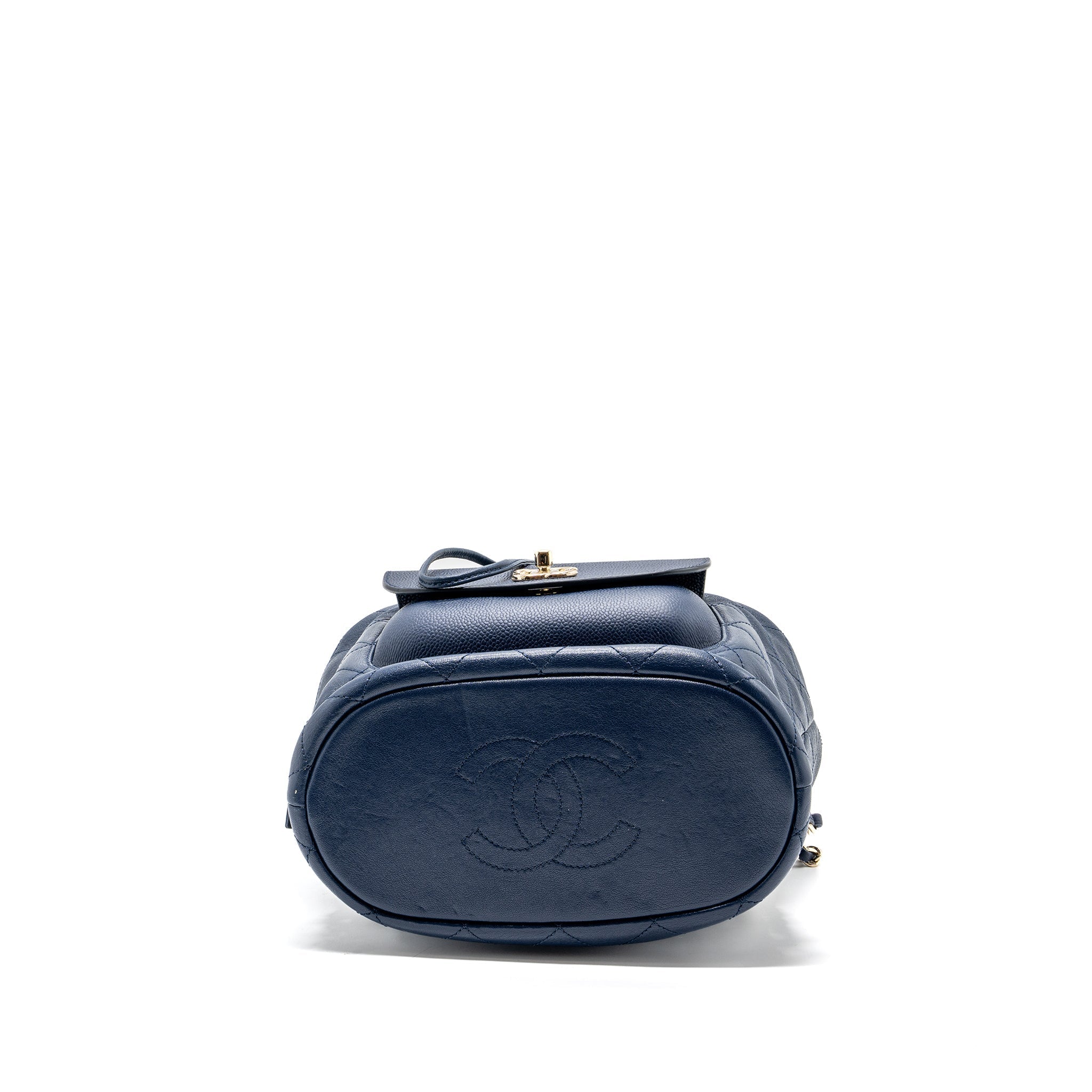CHANEL DRAWSTRING BACKPACK LAMBSKIN / GRAINED CALFSKIN DARK BLUE LGHW