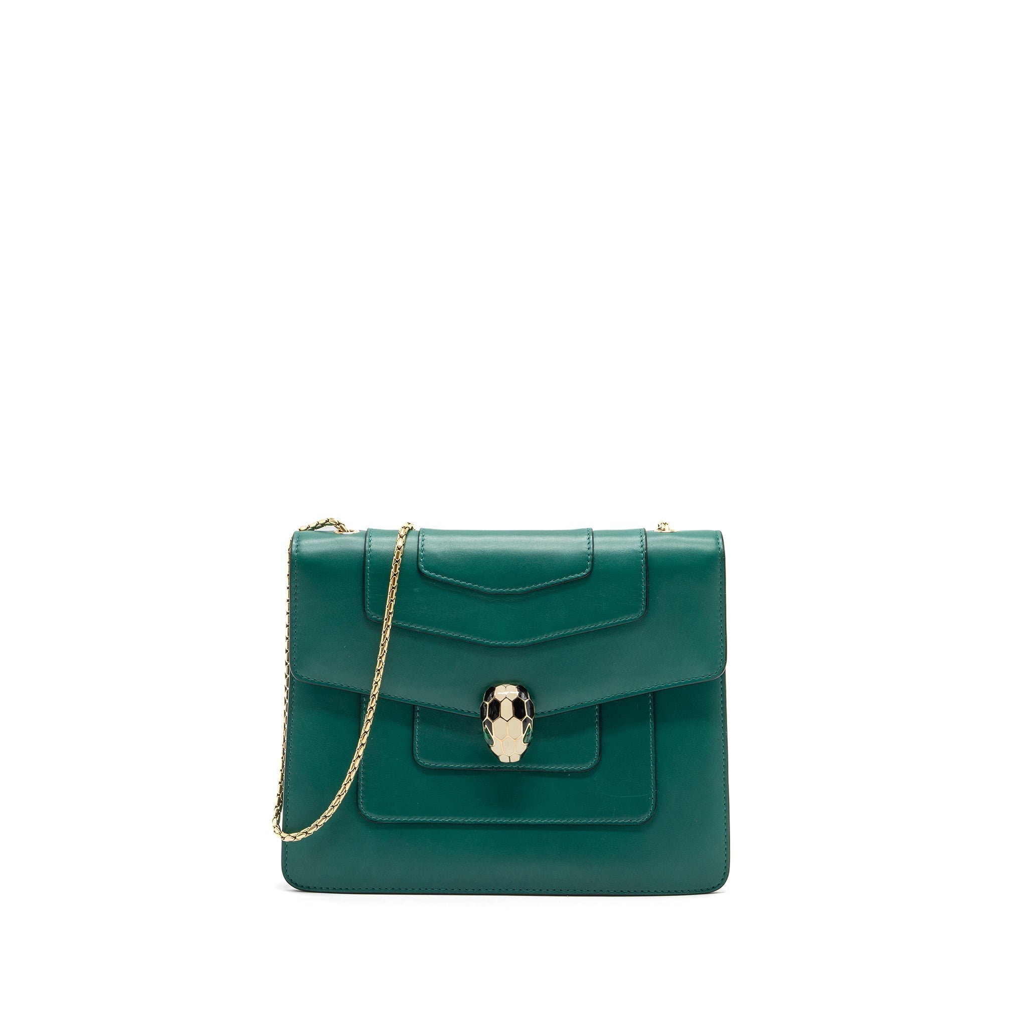 BVLGARI SERPENTI FOREVER CHAIN BAG CALFSKIN GREEN LGHW