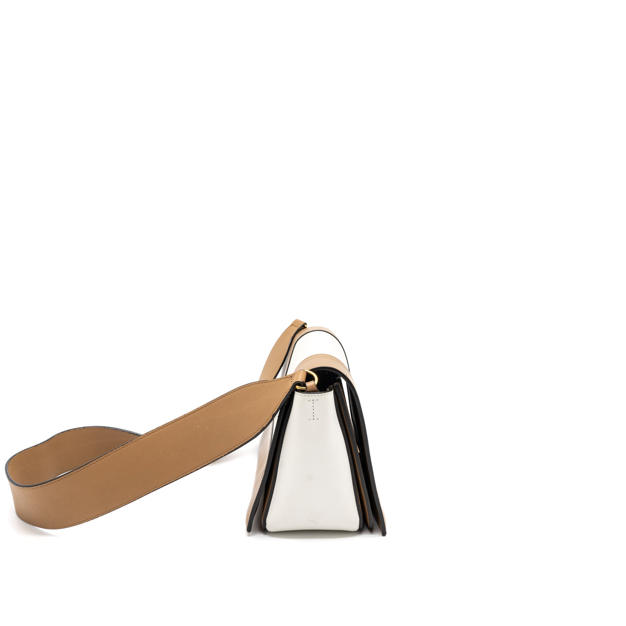 CELINE FRAME BAG CALFSKIN CREAM/BROWN BRUSHED GHW