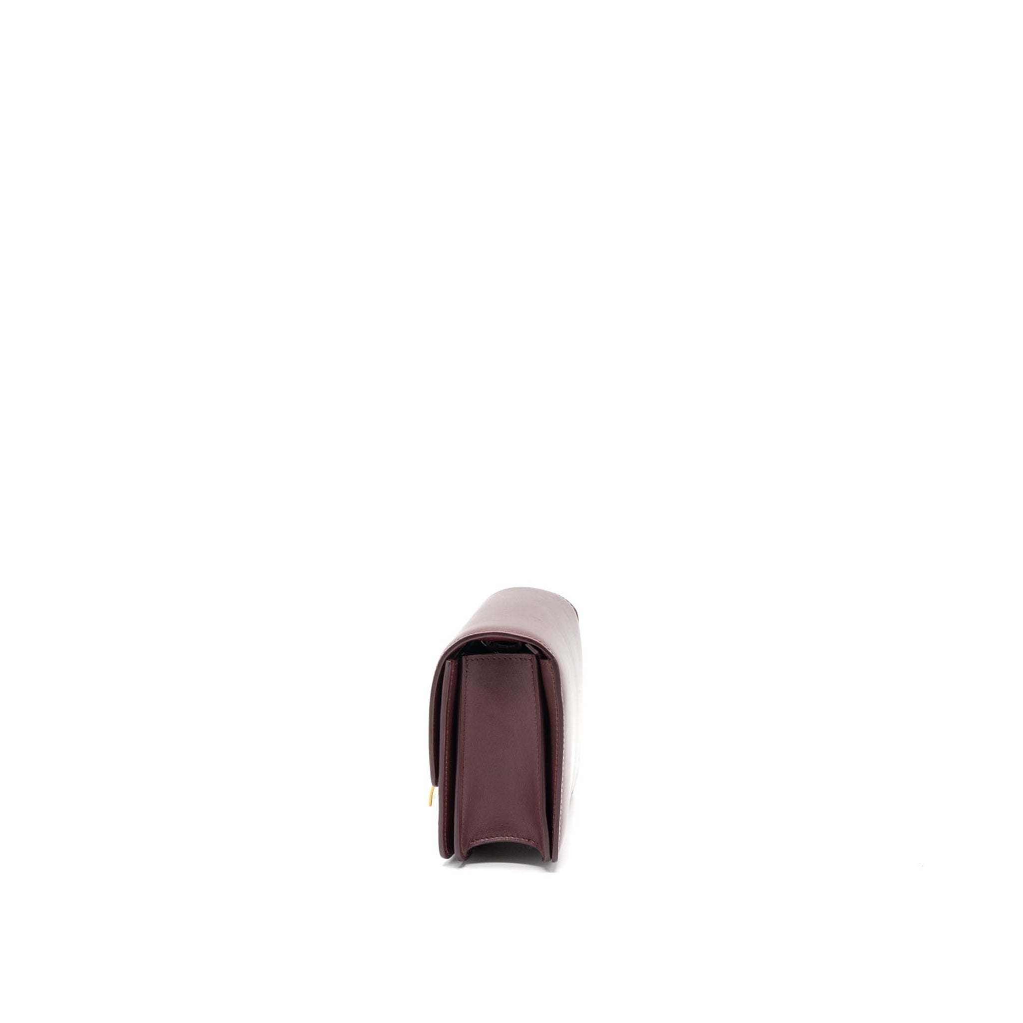 CELINE MINI BOX CALFSKIN BURGUNDY BRUSHED GHW