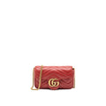 GUCCI GG MARMONT SUPER MINI BAG MATELASSÉ CALFSKIN RED BRUSHED GHW
