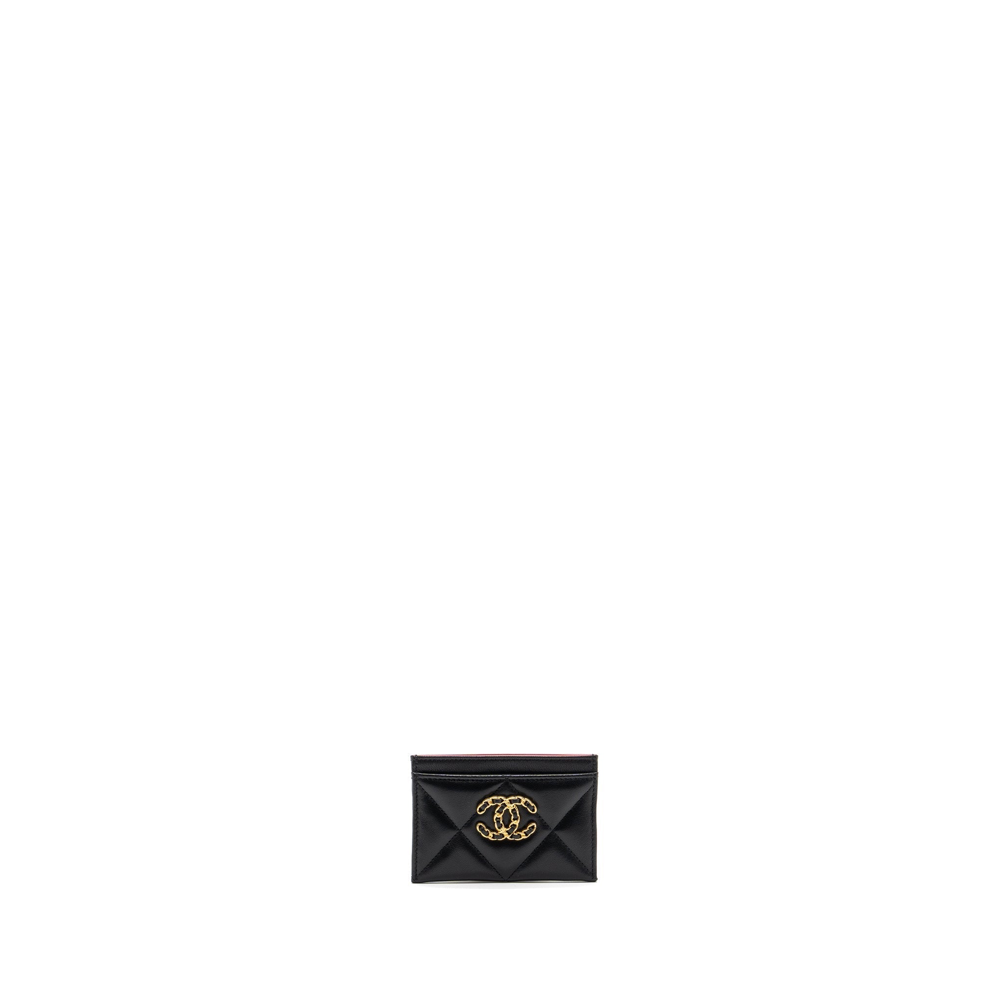 CHANEL 19 CARDHOLDER LAMBSKIN BLACK GHW