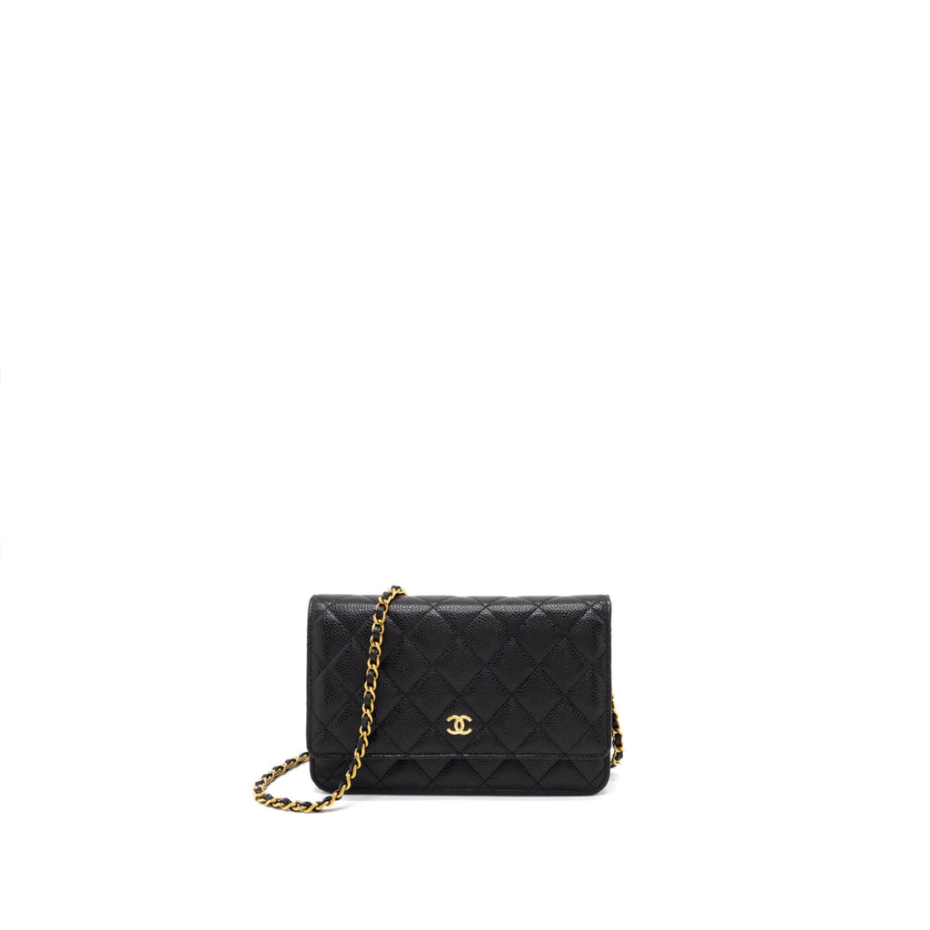 CHANEL CLASSIC WALLET ON CHAIN CAVIAR BLACK GHW (MICROCHIP)