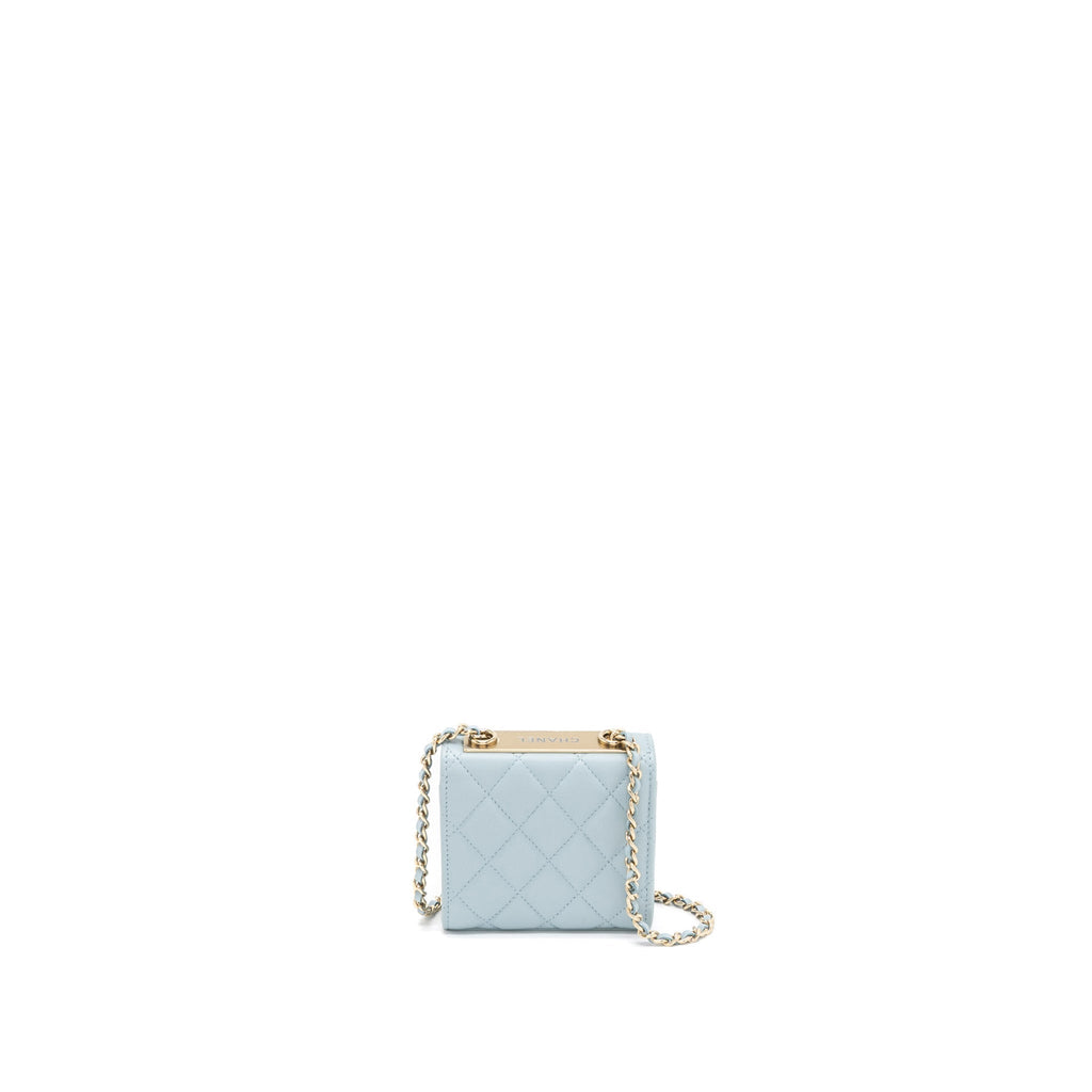 CHANEL MINI TRENDY CC CHAIN WALLET LAMBSKIN LIGHT BLUE LGHW (MICROCHIP)