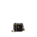 CHANEL PEARL CRUSH MINI VANITY WITH CHAIN LAMBSKIN BLACK BRUSHED GHW (MICROCHIP)