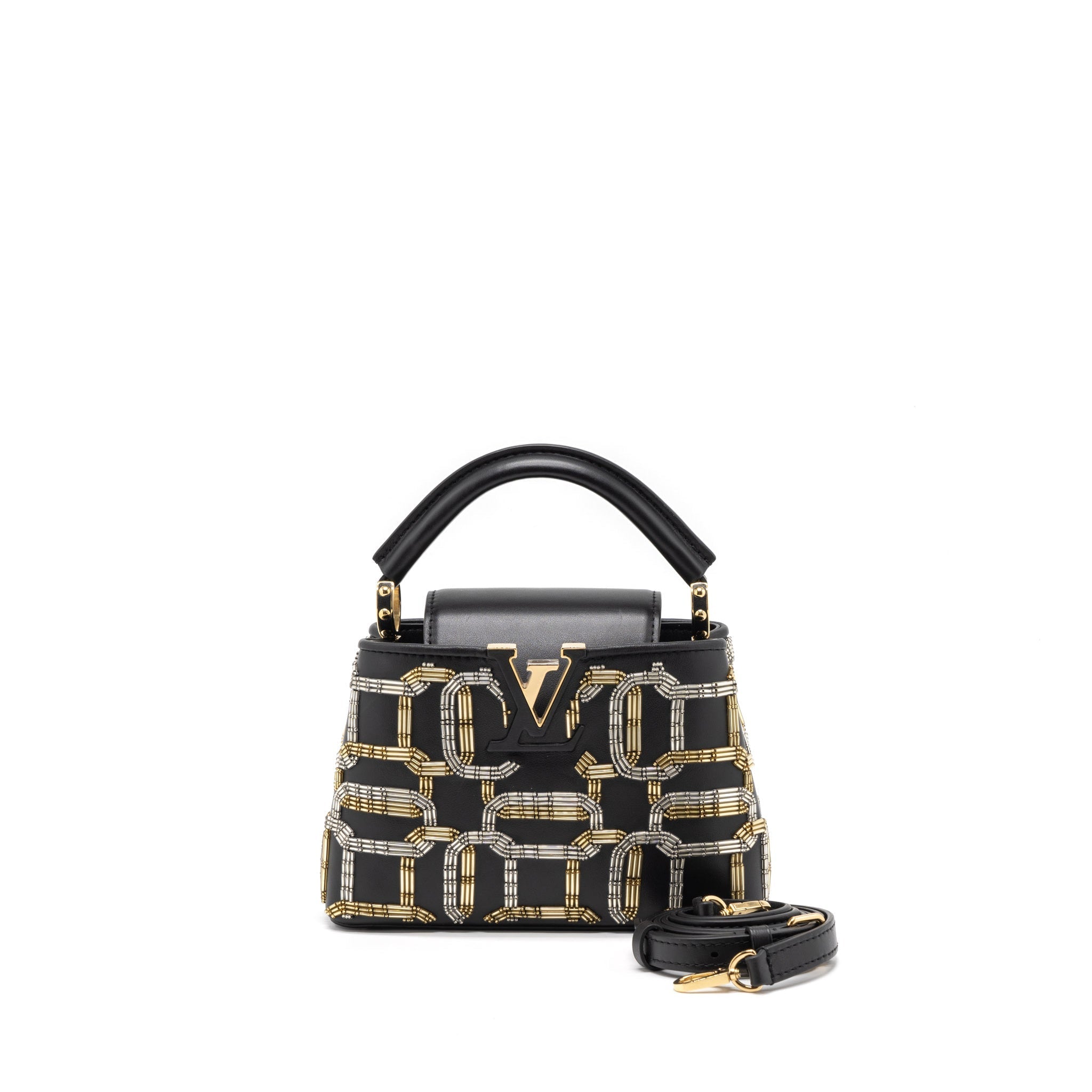 LOUIS VUITTON CAPUCINES BB 21FW LIMITED EDITION CALFSKIN BLACK/MULTICOLOUR GHW