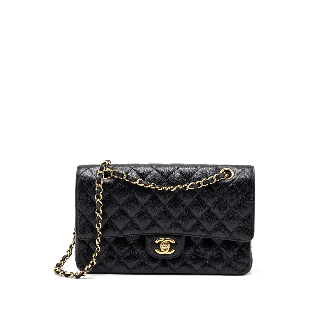 CHANEL MEDIUM CLASSIC DOUBLE FLAP BAG CAVIAR BLACK GHW
