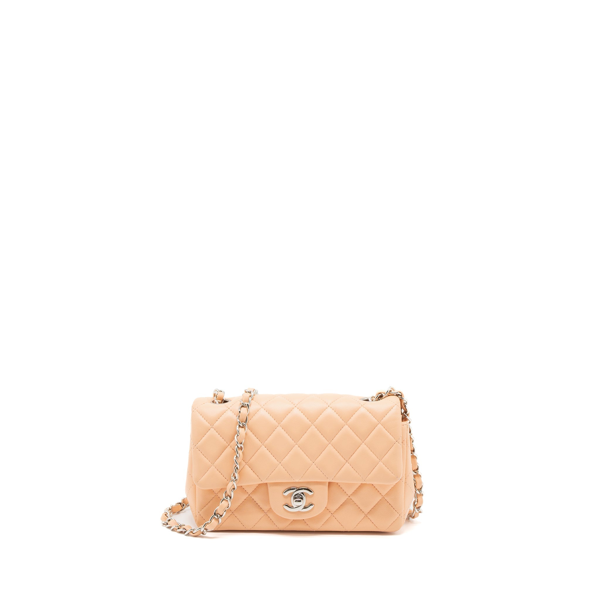 CHANEL MINI RECTANGULAR FLAP BAG LAMBSKIN PINK SHW