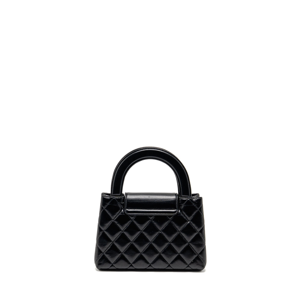 CHANEL MINI KELLY SHOPPING TOTE BAG CALFSKIN BLACK GHW (MICROCHIP)