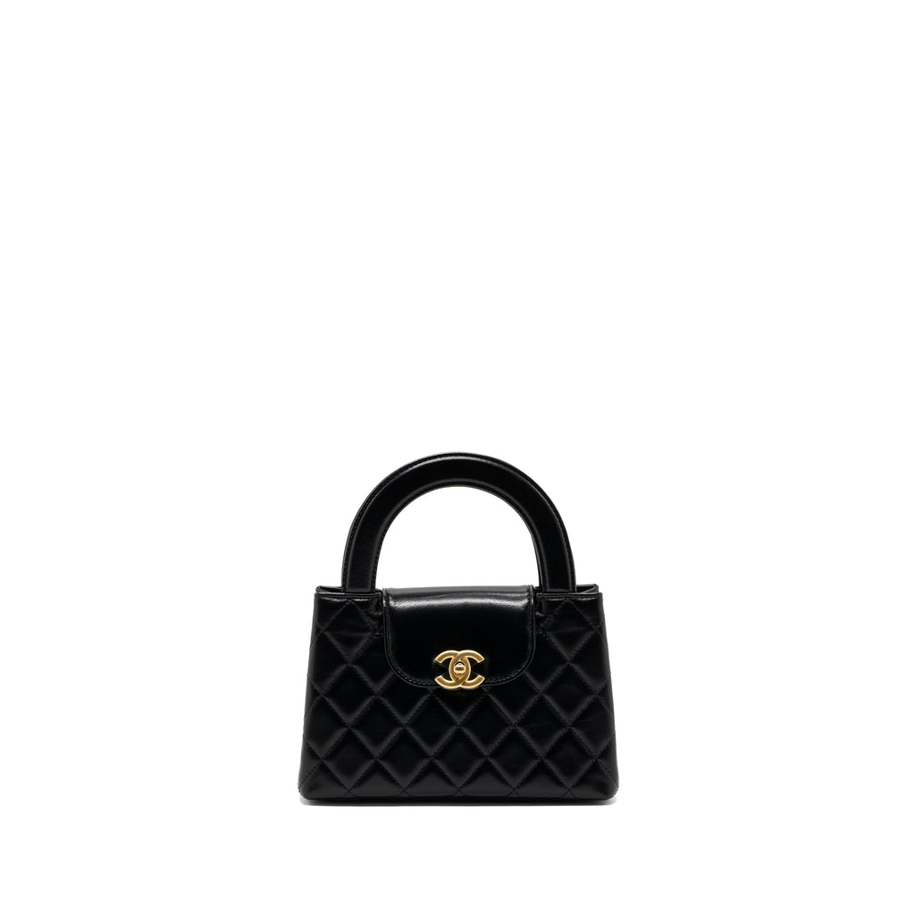 CHANEL 23K MINI SHOPPING TOTE CALFSKIN BLACK BRUSHED GHW(MICROCHIP)