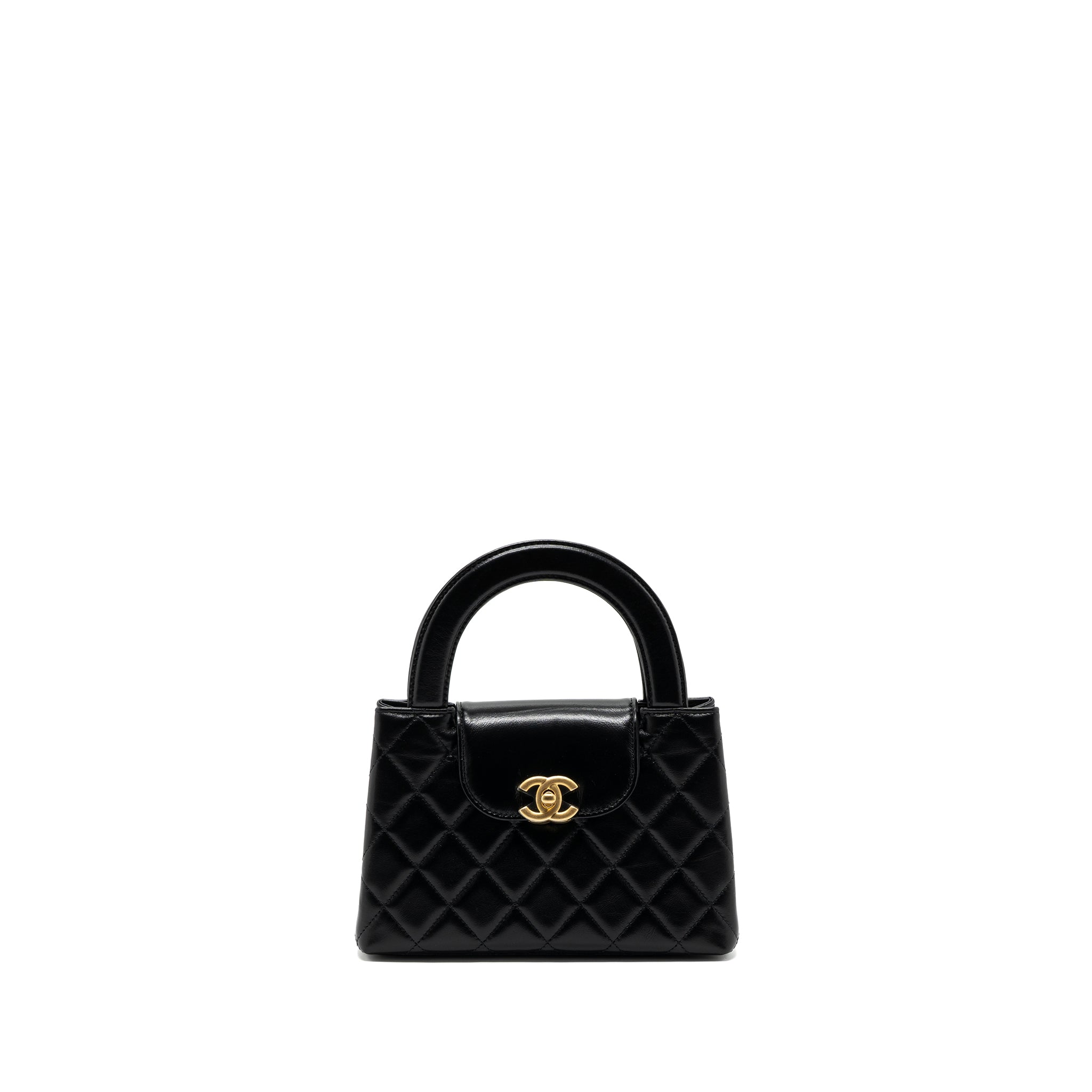 CHANEL 23K MINI SHOPPING TOTE CALFSKIN BLACK BRUSHED GHW(MICROCHIP)