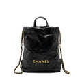CHANEL 22 BACKPACK SHINY CALFSKIN BLACK GHW(MICROCHIP)