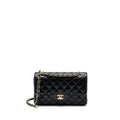 CHANEL SMALL CLASSIC DOUBLE FLAP BAG LAMBSKIN BLACK RGHW(MICROCHIP)