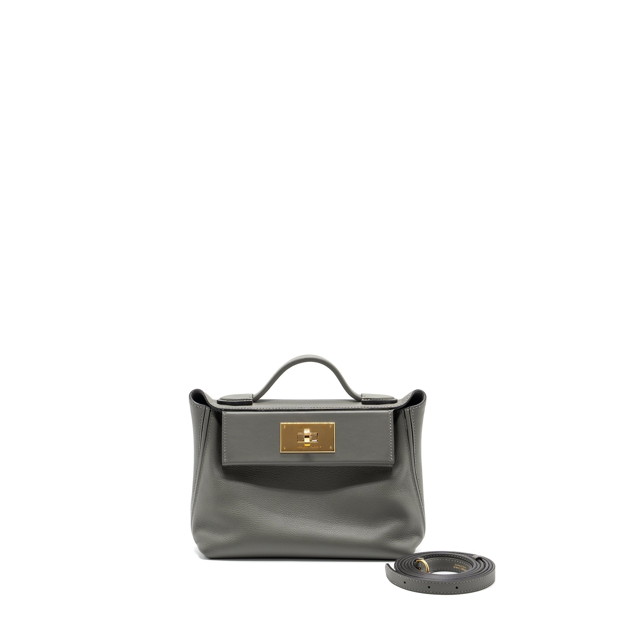 HERMES MINI 24/24 2424-21 BAG EVERCOLOR / SWIFT GRIS MEYER GHW