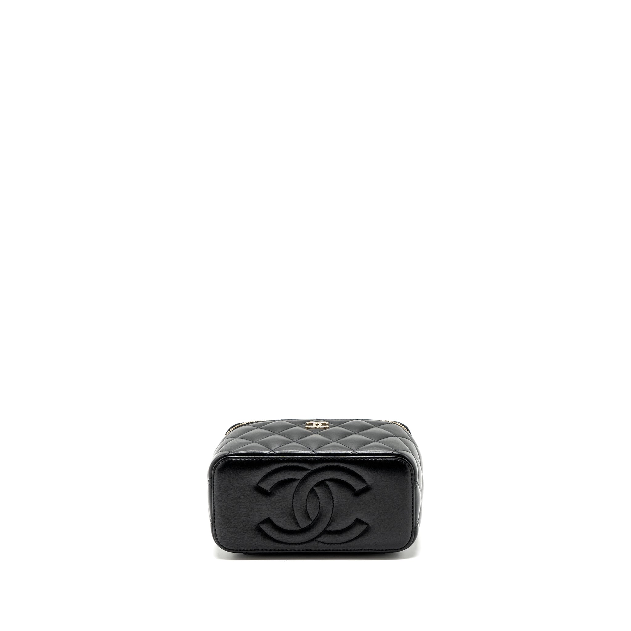 CHANEL TOP HANDLE LONG VANITY WITH CHAIN LAMBSKIN BLACK LGHW(MICROCHIP)