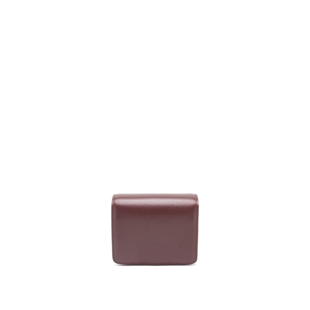CELINE MINI BOX CALFSKIN BURGUNDY BRUSHED GHW