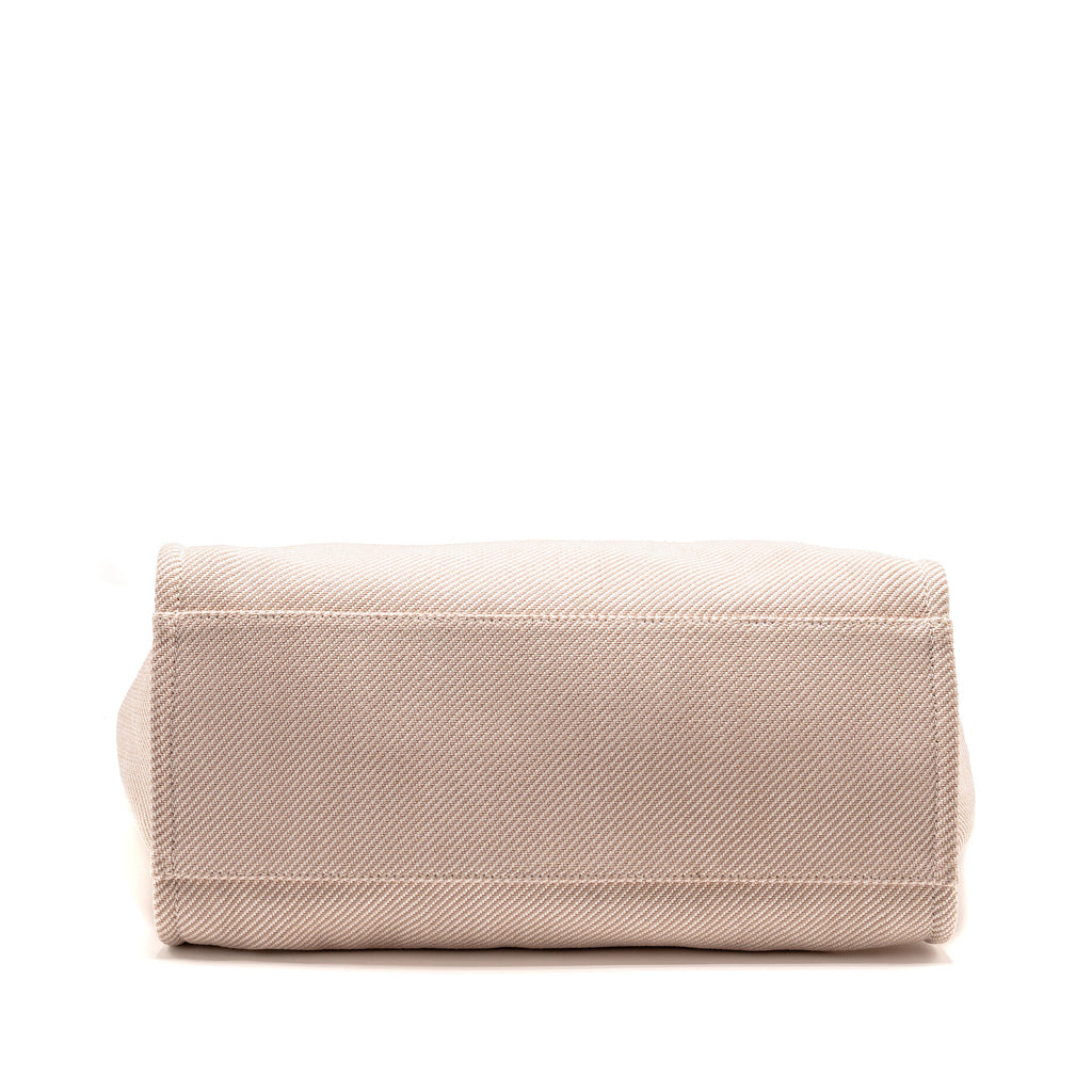 CHANEL LARGE DEAUVILLE TOTE SHOPPING BAG CANVAS/CALFSKIN LIGHT PINK LGHW