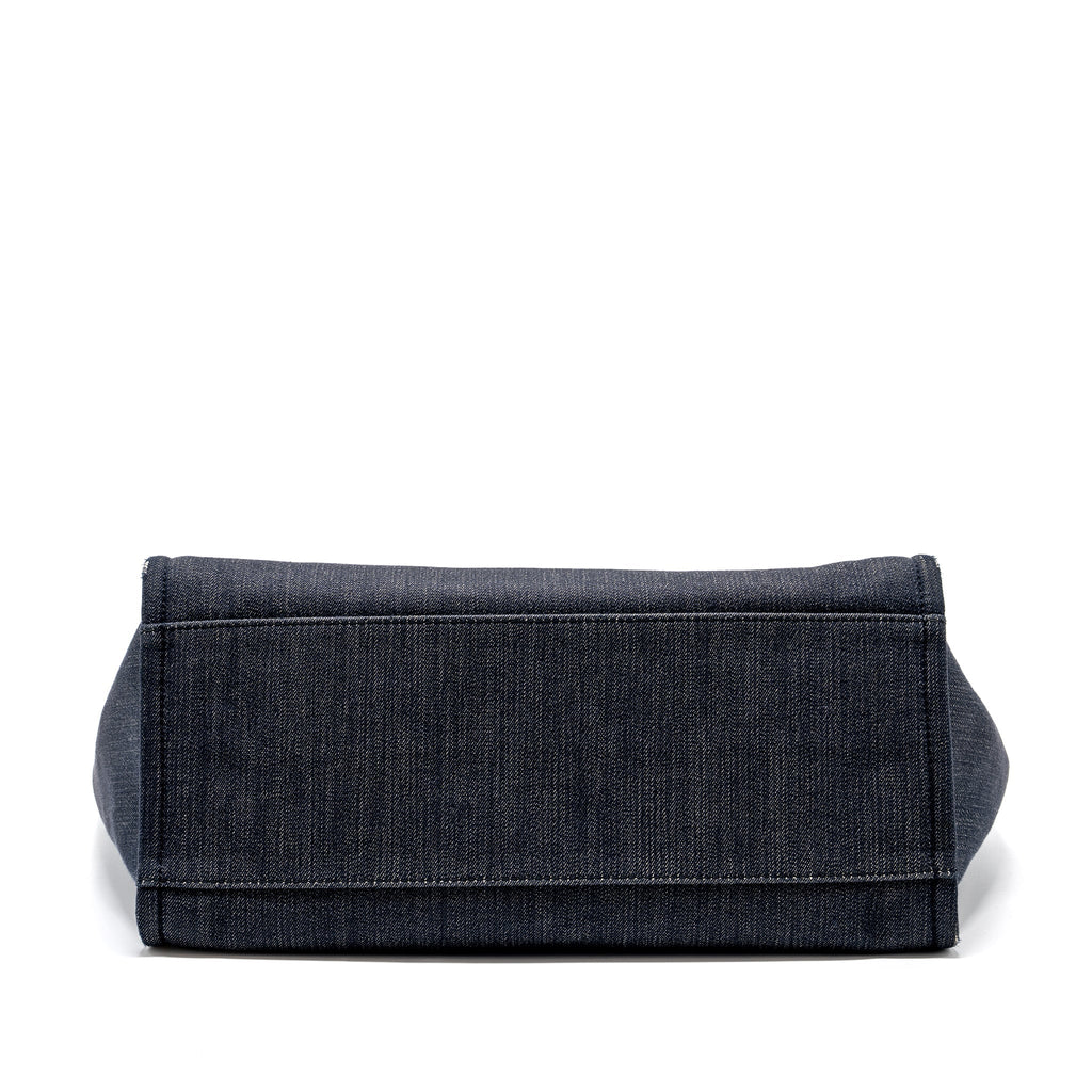 CHANEL DEAUVILLE TOTE BAG CANVAS BLUE DENIM SHW