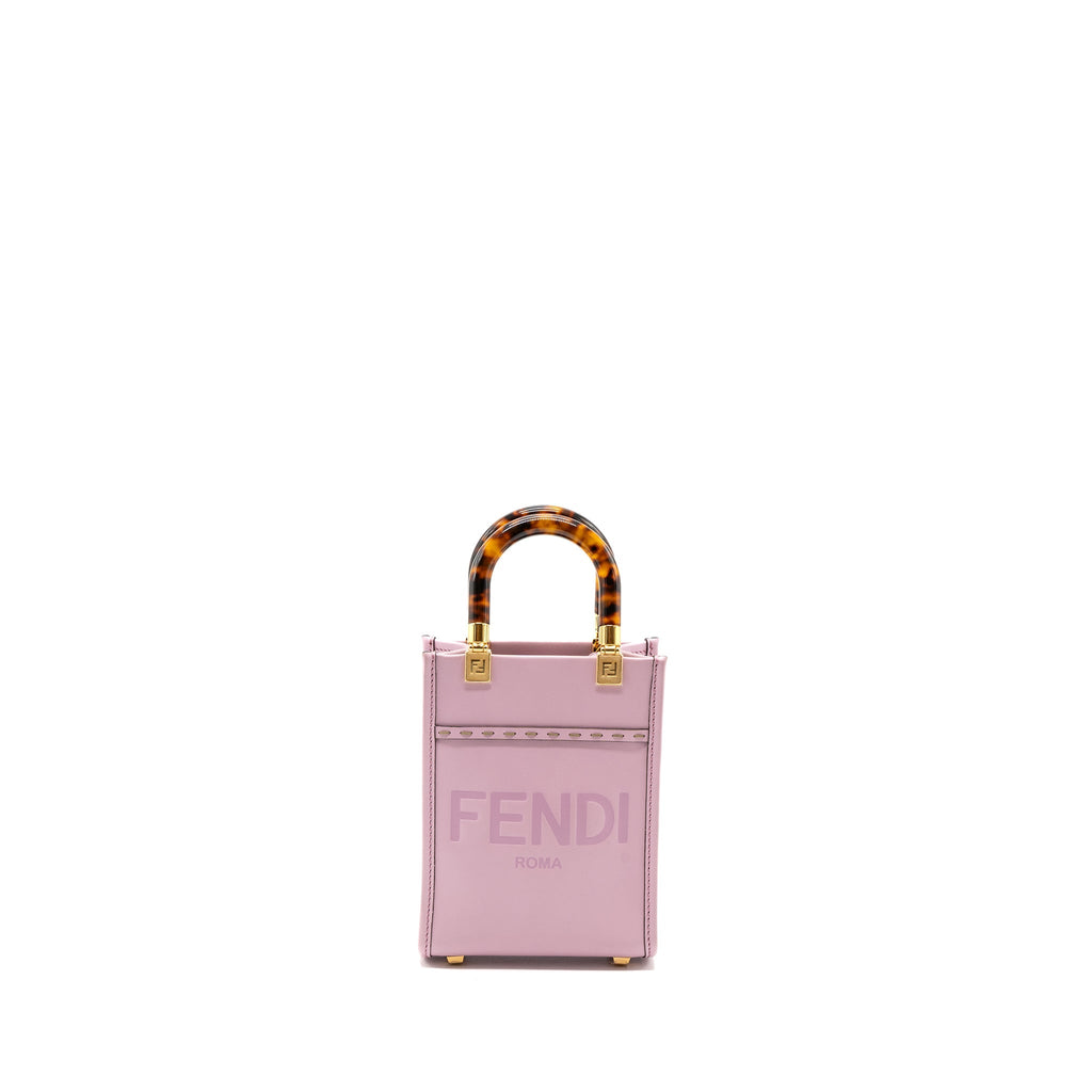 FENDI MINI SUNSHINE SHOPPER BAG LEATHER PINK GHW