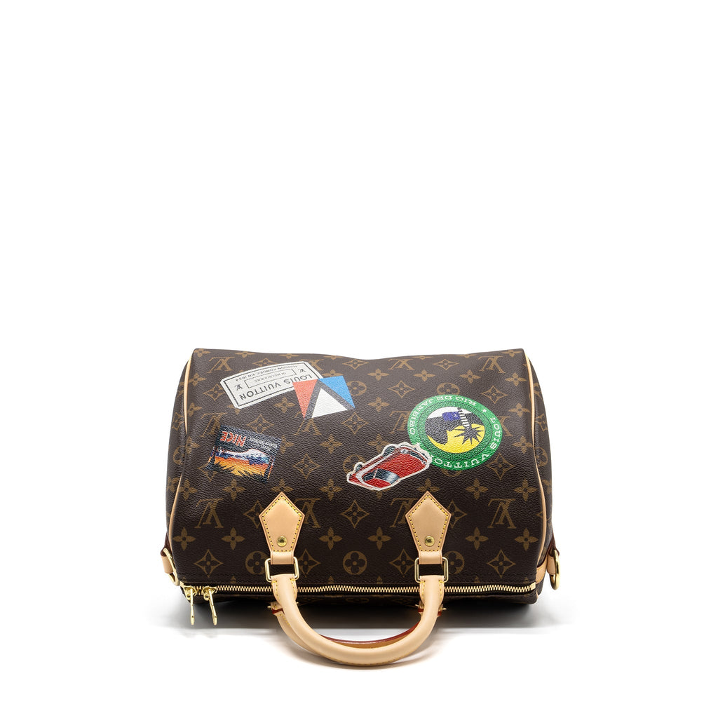 LOUIS VUITTON SPEEDY BANDOULIERE 30 MY LV WORLD TOUR MONOGRAM CANVAS GHW