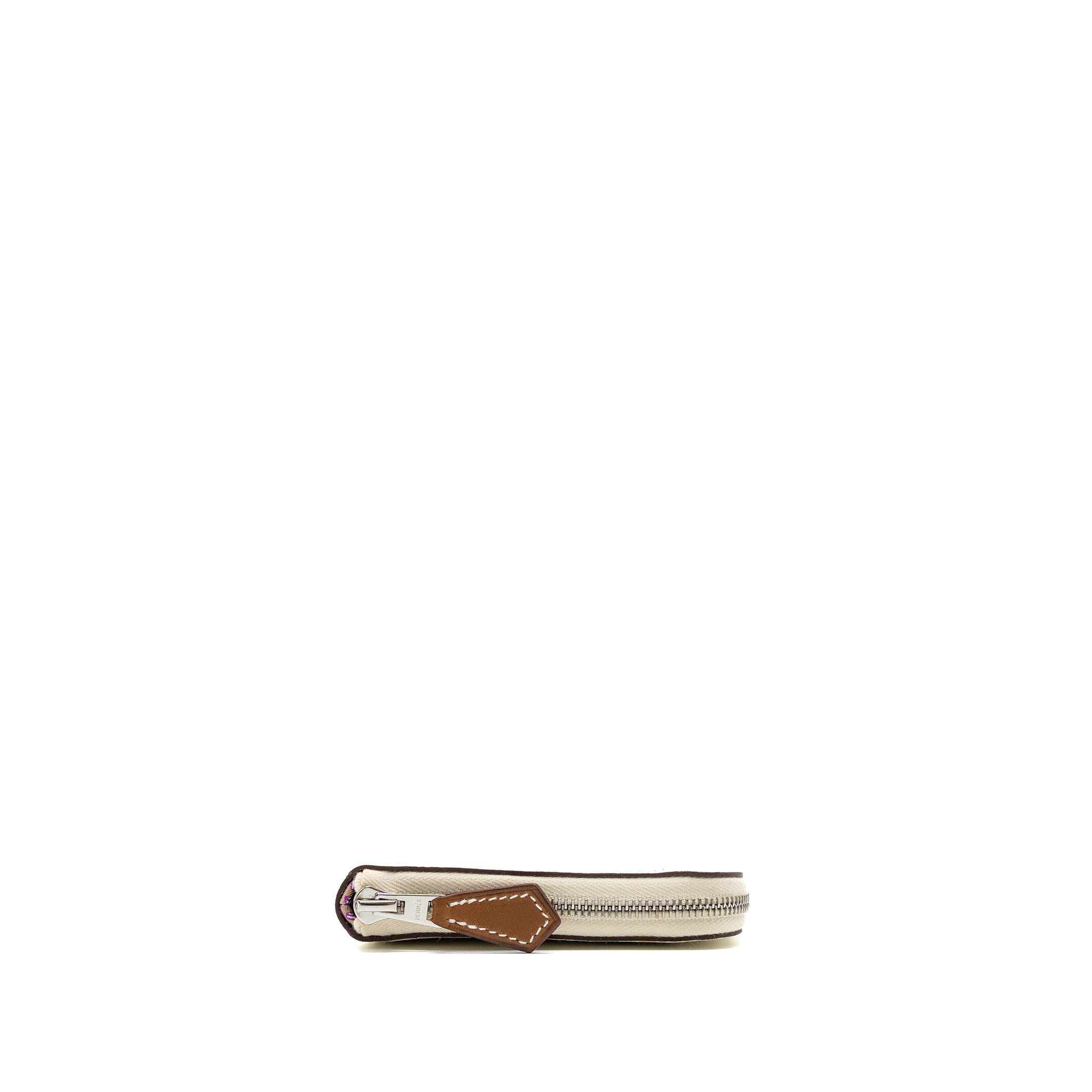 HERMES SILK IN COMPACT WALLET EPSOM NATA/CHAI/ROSE POURPRE SHW