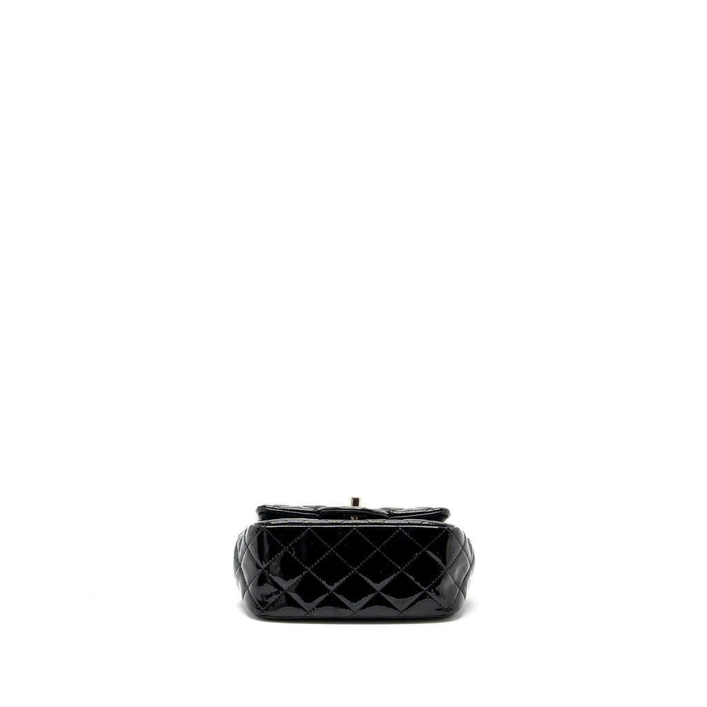 CHANEL CLASSIC MINI SQUARE FLAP BAG PATENT BLACK SHW