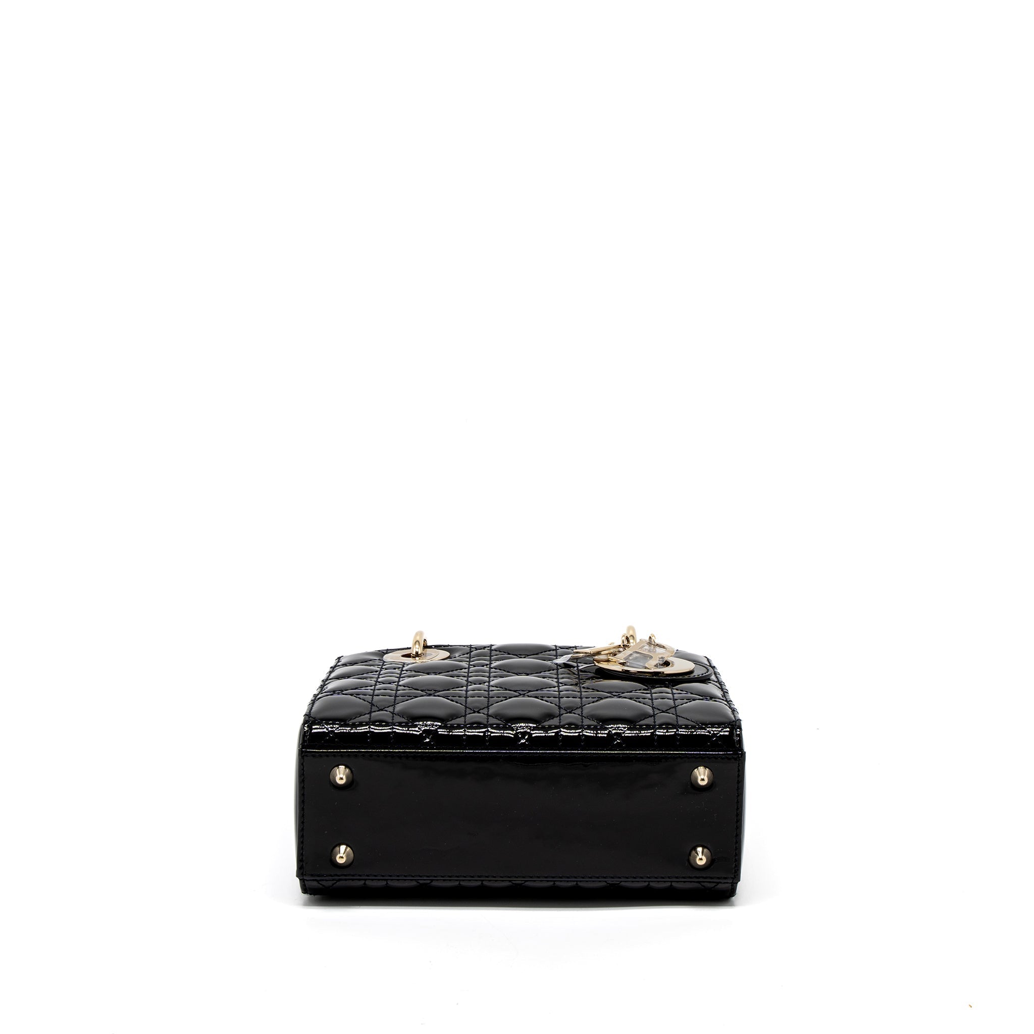 DIOR SMALL LADY DIOR BAG PATENT BLACK LGHW