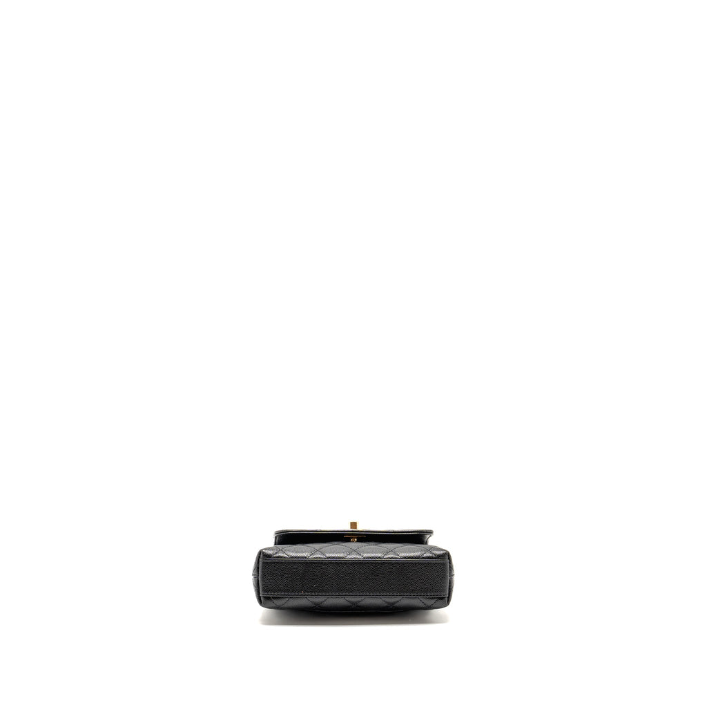 CHANEL COCO HANDLE CLUTCH WITH CHAIN CAVIAR BLACK LGHW (MICROCHIP)