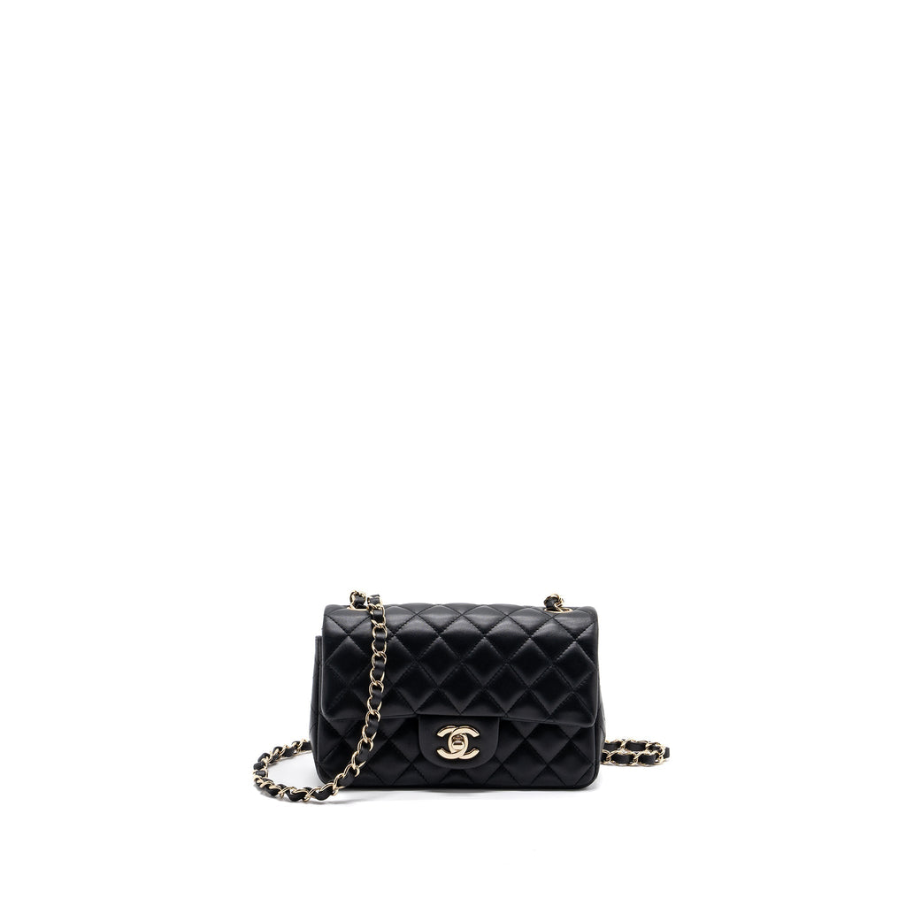 CHANEL MINI RECTANGULAR FLAP BAG LAMBSKIN BLACK LGHW