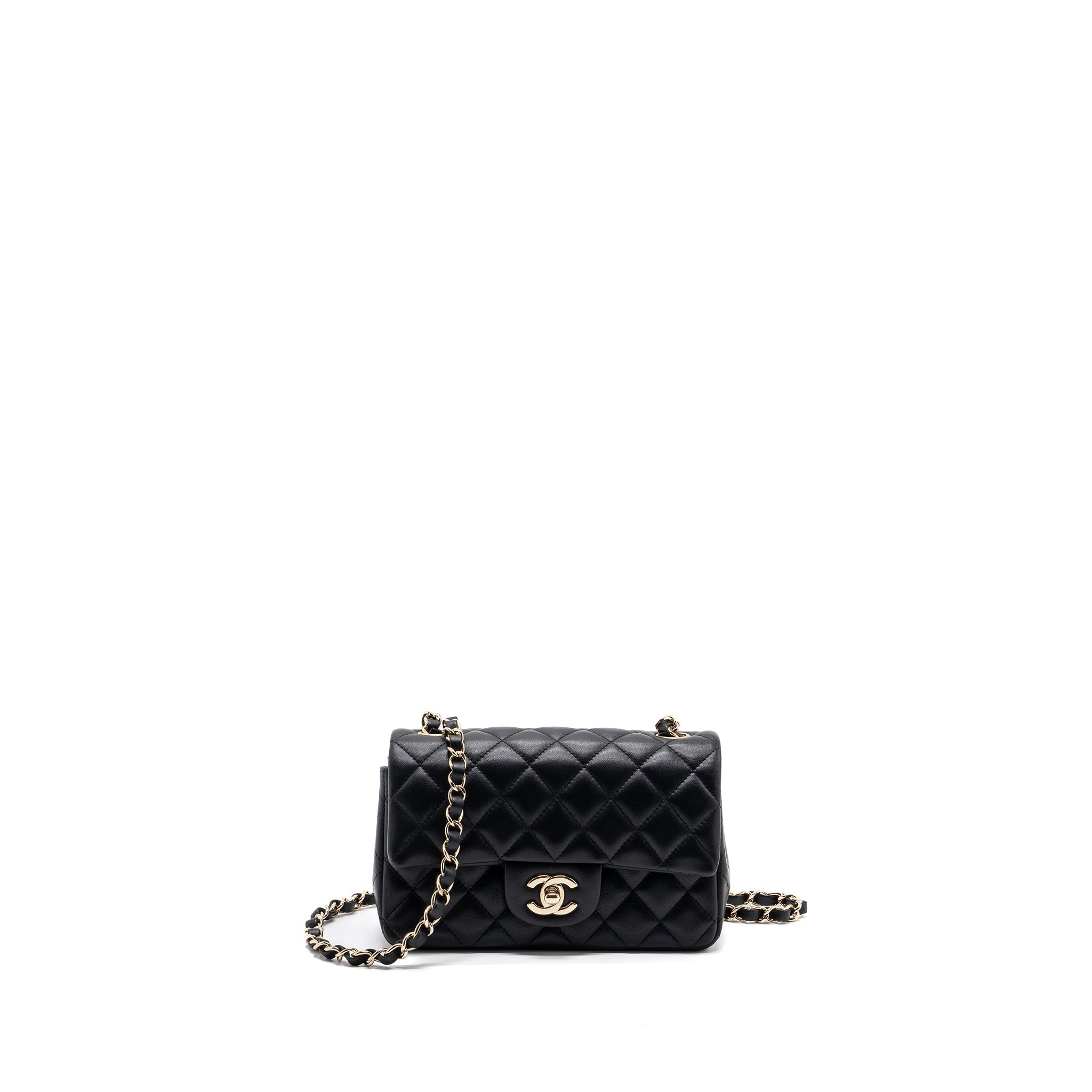 CHANEL MINI RECTANGULAR FLAP BAG LAMBSKIN BLACK LGHW