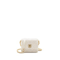 CHANEL SEASONAL SQUARE FLAP BAG LAMBSKIN WHITE GHW (MICROCHIP)
