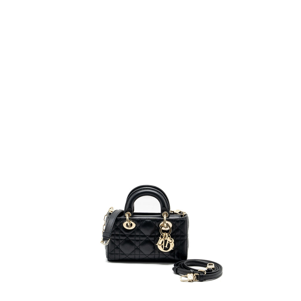 DIOR LADY D-JOY MICRO BAG LAMBSKIN BLACK LGHW