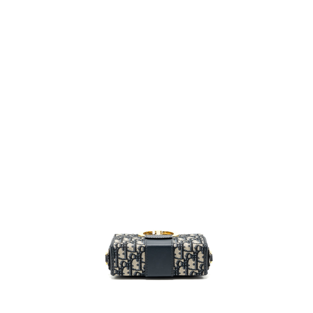 DIOR MINI 30 MONTAIGNE BOX BAG CANVAS / CALFSKIN BLUE OBLIQUE JACQUARD GHW