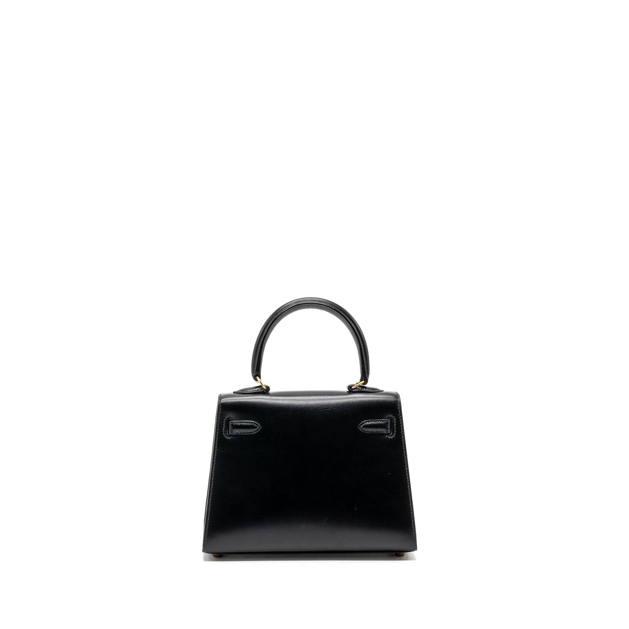 HERMES VINTAGE KELLY 20 BOX CALFSKIN BLACK GHW