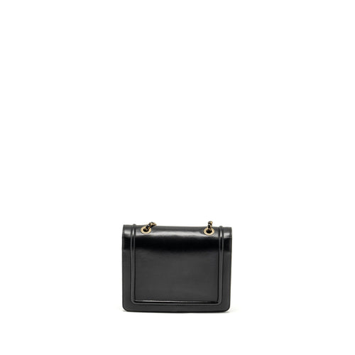 CHANEL CC LOGO SQUARE FLAP BAG LAMBSKIN BLACK SHW