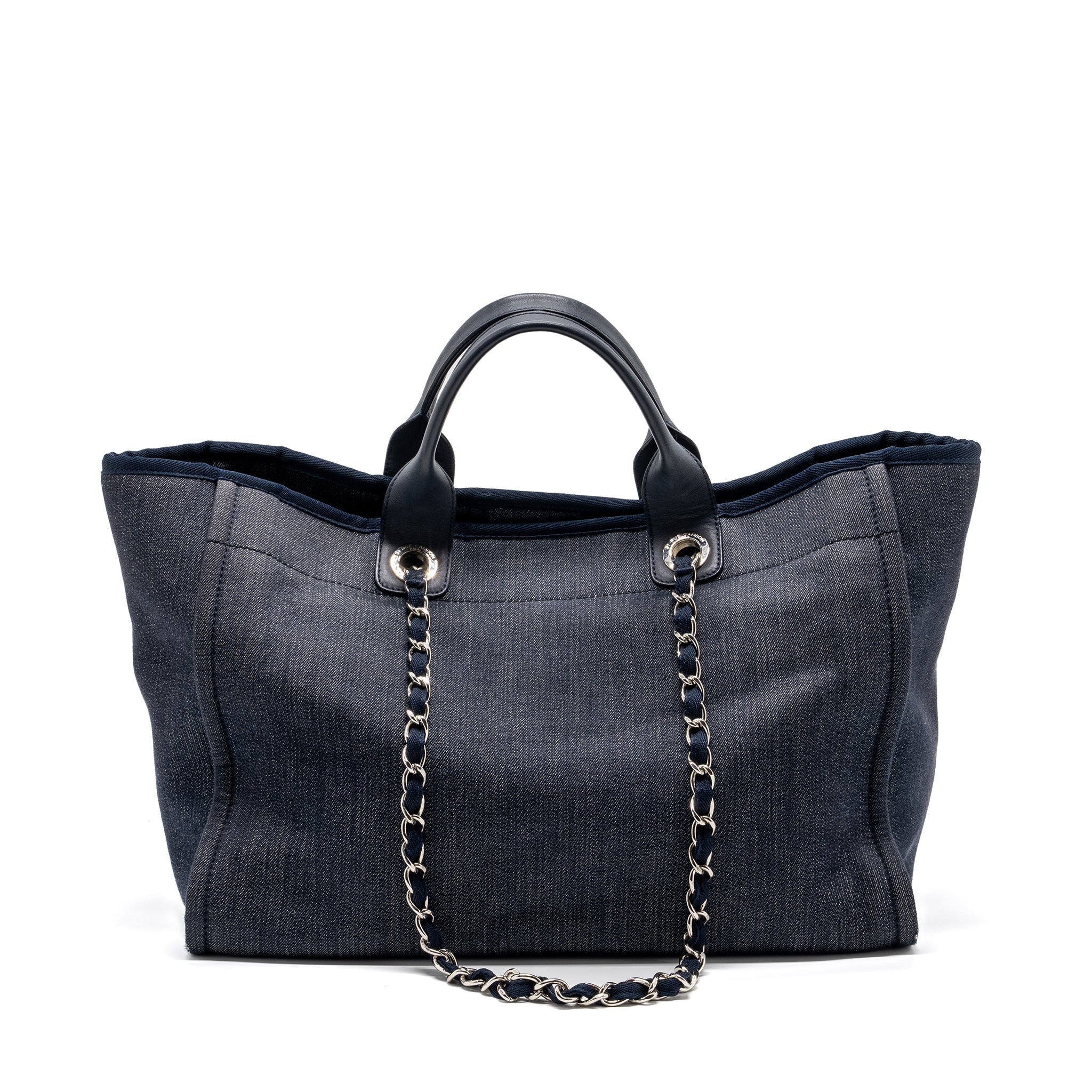 CHANEL DEAUVILLE TOTE BAG CANVAS BLUE DENIM SHW