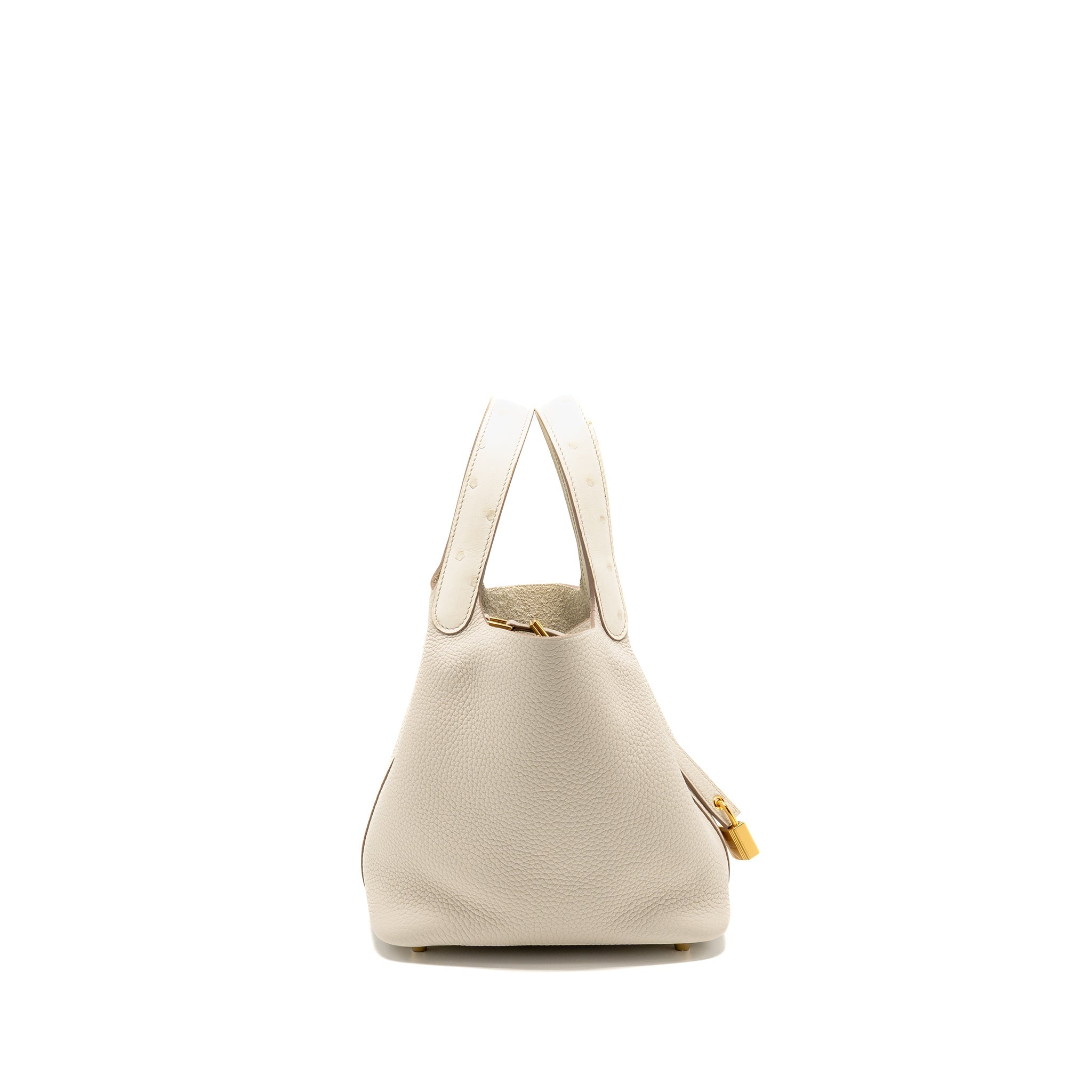 HERMES PICOTIN 18 LOCK BAG OSTRICH TOUCH/CLEMENCE BETON GHW