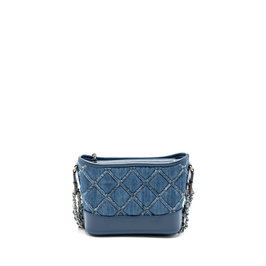 CHANEL SMALL GABRIELLE HOBO BAG BLUE DENIM GHW