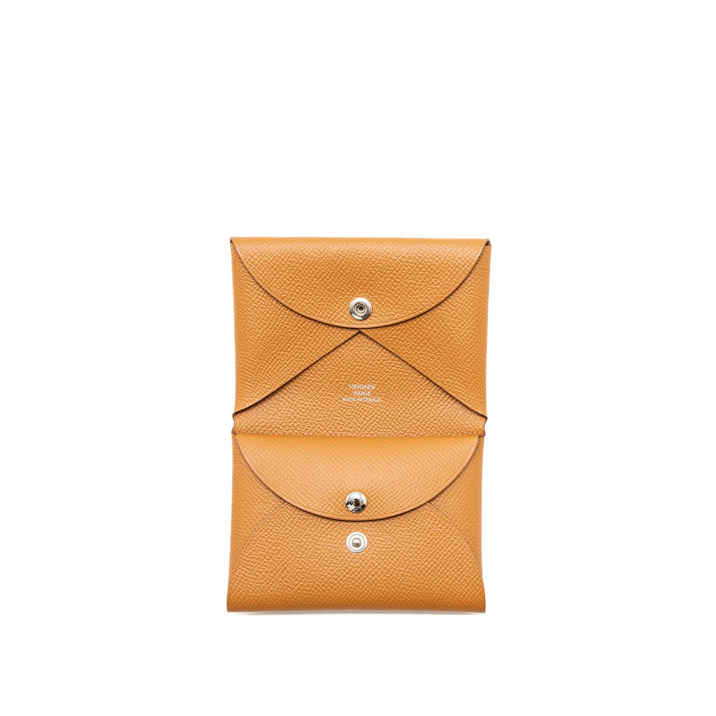 HERMES CALVI DUO CARDHOLDER EPSOM GOLD SHW