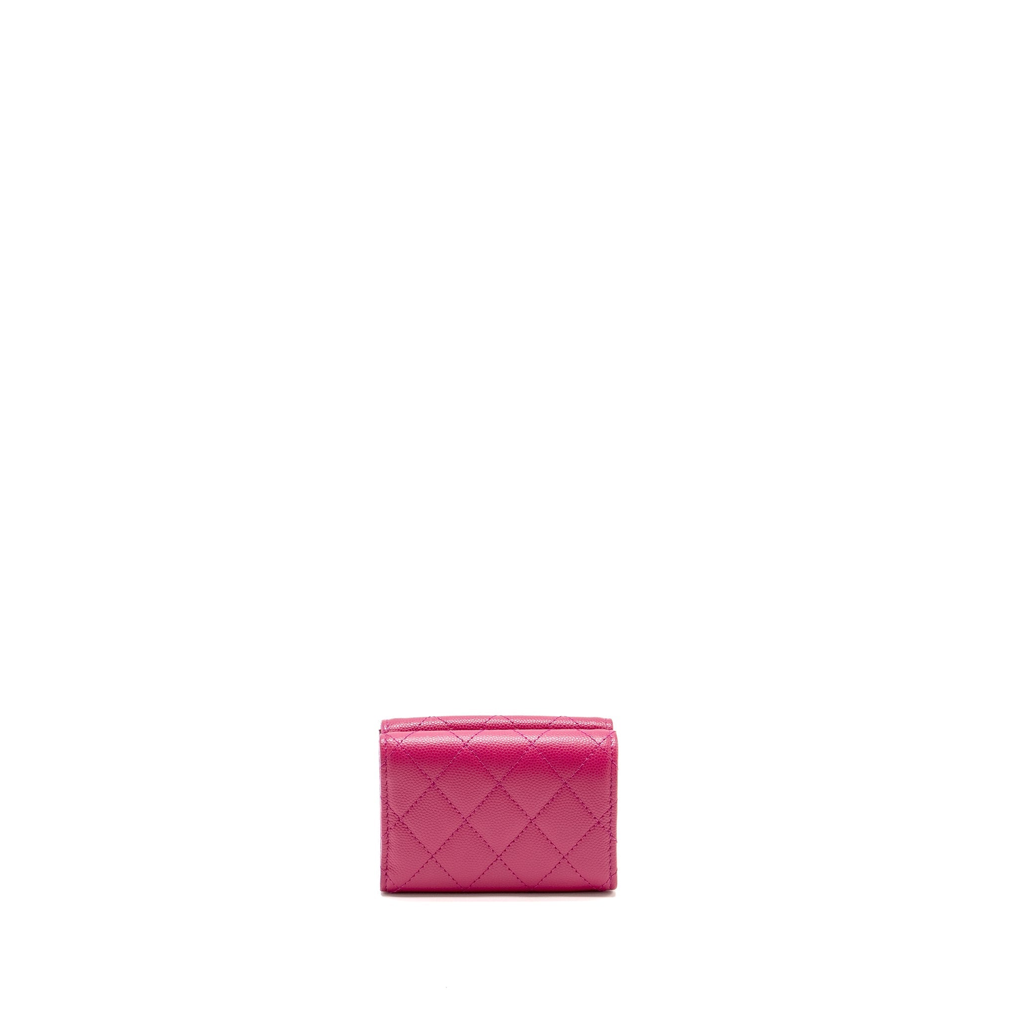 CHANEL MATELASSE BI-FOLD WALLET CAVIAR DARK PINK LGHW (MICROCHIP)