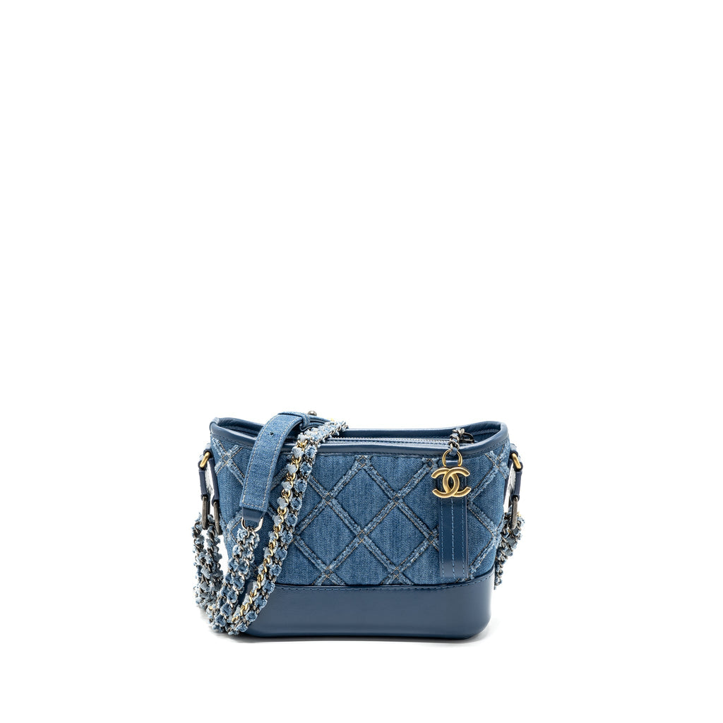 CHANEL SMALL GABRIELLE HOBO BAG BLUE DENIM GHW