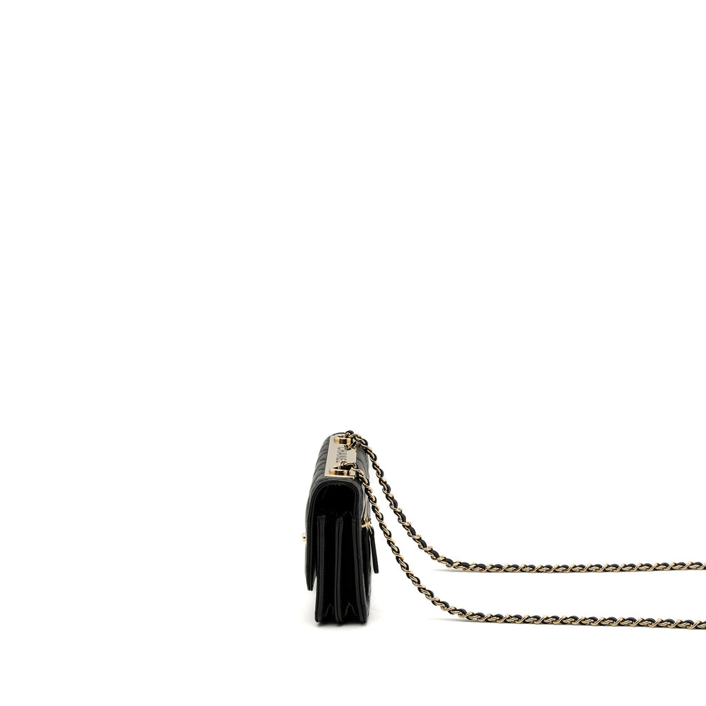 CHANEL MINI TRENDY CC WALLET ON CHAIN LAMBSKIN BLACK LGHW (MICROCHIP)